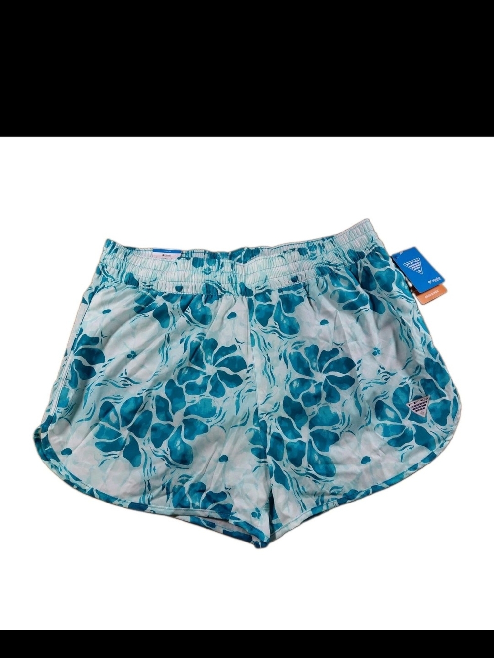 NEW Columbia Windy Bay Womens Large 3in Inseam Teal Floral PFG Shorts